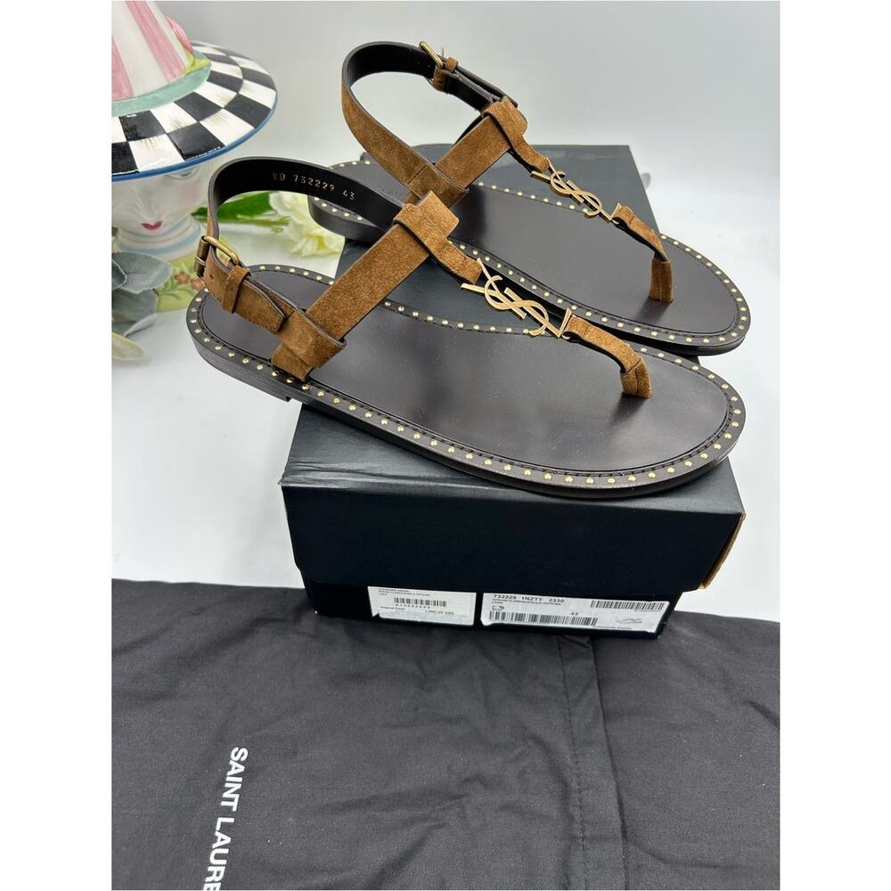 Men's Saint Laurent CASSANDRE YSL logo sandals size 43 made in Italy - Picture 8 of 10